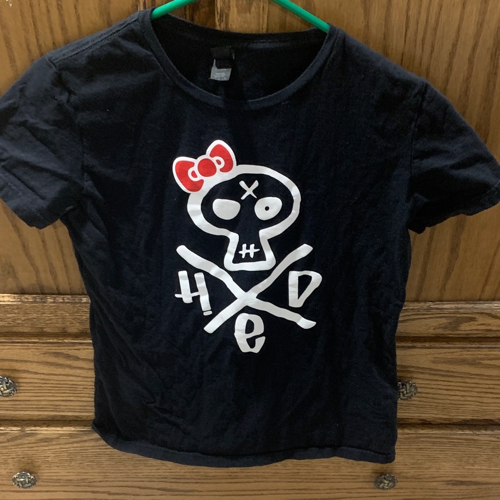 Gildan Black Skull and Bow Kids T-Shirt